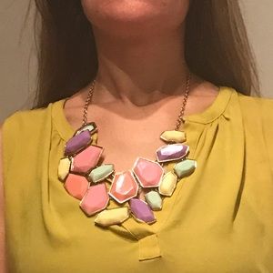 Pastel pebble geometric statement necklace